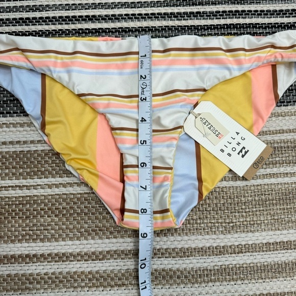 Billabong Lowrider Full Coverage Feelin Sunny Striped Women’s Bikini Bottom L/12 - Picture 12 of 12